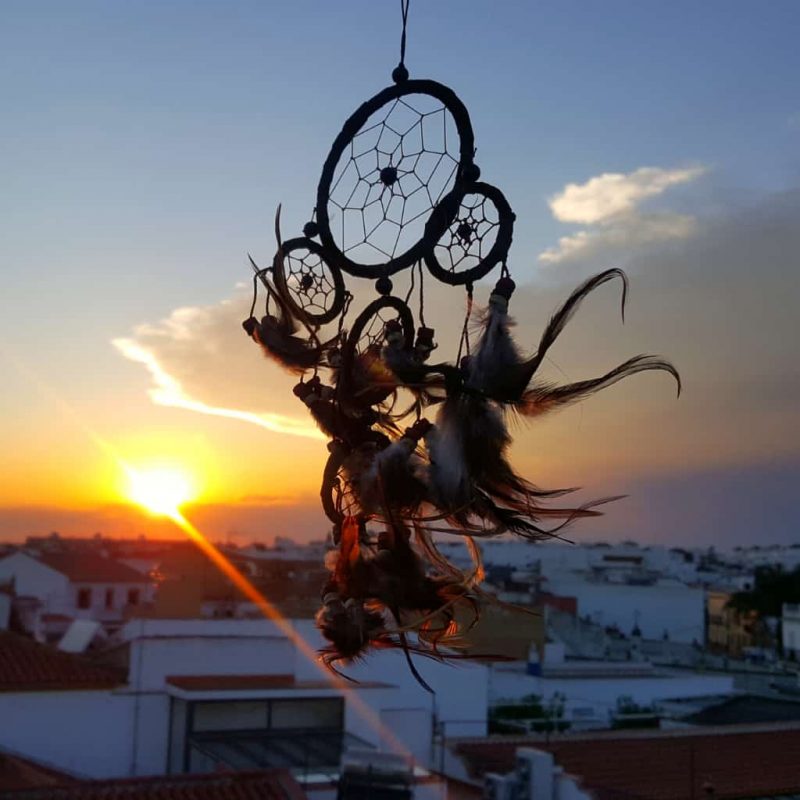 Atrapasueños cinco aros negro tamaño mediano